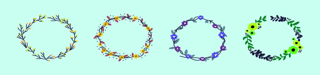 set of various floral frame cartoon icon design templates. vector illustration