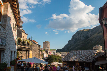 Citycenter of Mostar, historical city in Bosnia Herzegovina in Orthodox ancient architecture....