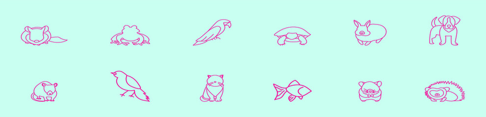 set of animal cartoon icon design template with various bird. vector illustration