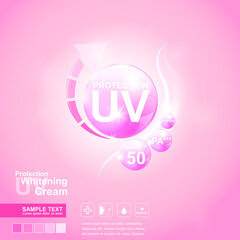 UV Protection and Whitening Vector Skin care concept.