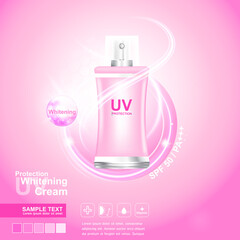 UV Protection and Whitening Vector Skin care concept.