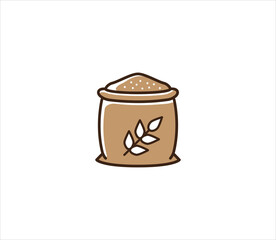 a sack of wheat grain vector icon in simple outline style for bakery and pastry shop