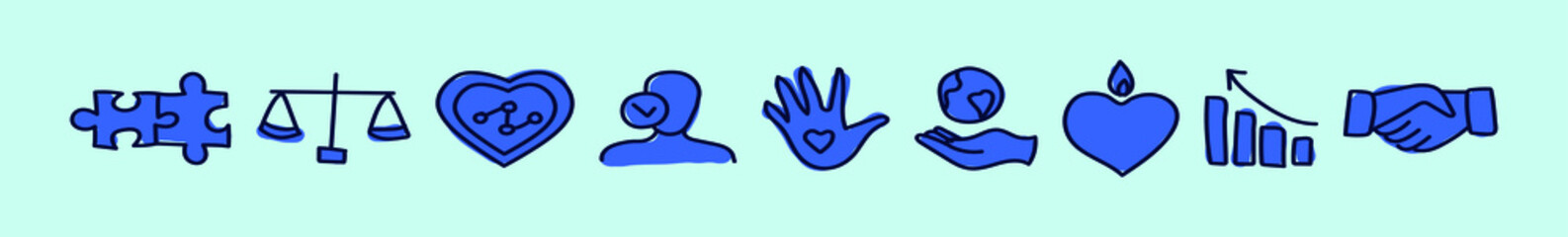 Obraz premium Company Core Values Solid Icons for Websites or Infographics isolated on blue