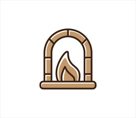 Fototapeta premium brick traditional oven vector icon in simple outline style for bakery and pastry shop
