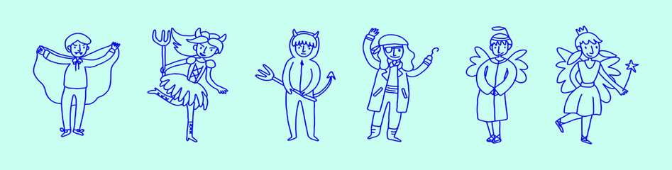 set of devil cartoon icon design template with various models. vector illustration