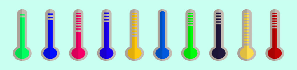 set of thermometer icon in trendy flat design vector illustration isolated on blue background