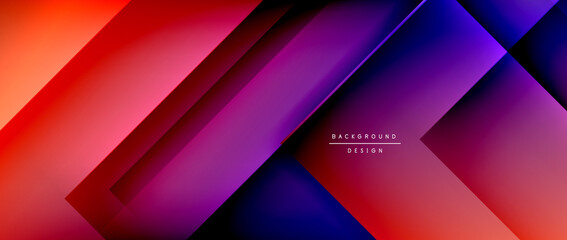 Fototapeta premium Square shapes composition, fluid gradient geometric abstract background. 3D shadow effects, modern design template