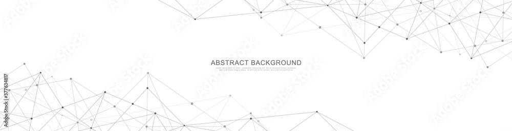 Fototapete website header or banner design with abstract geometric background and connecting dots and lines. gl
