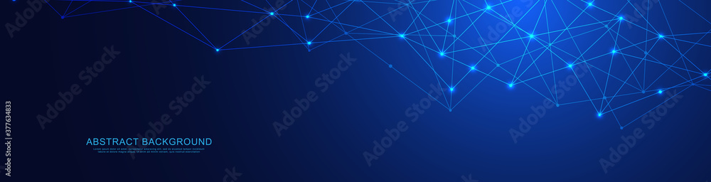 Fototapete website header or banner design with abstract geometric background and connecting dots and lines. gl