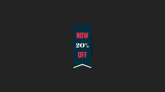 now 20% off 100% premium quality , motion graphic video. Promo banner, badge, sticker. 20 percent off Royalty-free Stock 4K Footage with Alpha Channel transparent background