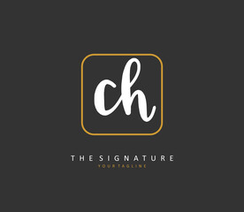 C H CH Initial letter handwriting and signature logo. A concept handwriting initial logo with template element.