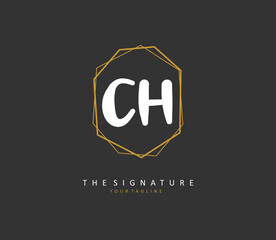 Obraz premium C H CH Initial letter handwriting and signature logo. A concept handwriting initial logo with template element.