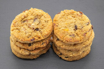  Fruit & Oat Cookies Served on a Black Slate Board