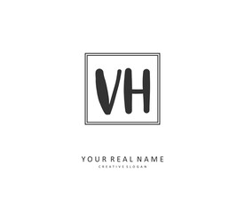 V H VH Initial letter handwriting and signature logo. A concept handwriting initial logo with template element.