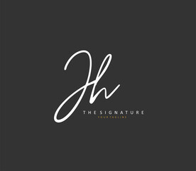 J H JH Initial letter handwriting and signature logo. A concept handwriting initial logo with template element.