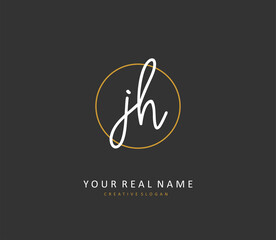 J H JH Initial letter handwriting and signature logo. A concept handwriting initial logo with template element.