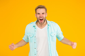 pure rage. negative human emotions. sexy boy with trendy hairstyle wear shirt. handsome unshaven...