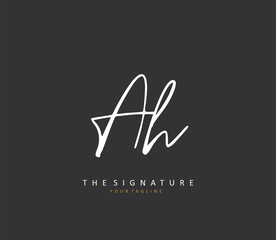 A H AH Initial letter handwriting and signature logo. A concept handwriting initial logo with template element.