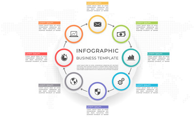 Infographic template and diagram 8 options.