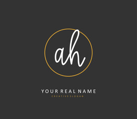 A H AH Initial letter handwriting and signature logo. A concept handwriting initial logo with template element.