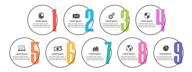 Fototapeta premium Infographic elements template with number 9 options.