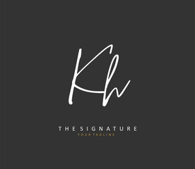 K H KH Initial letter handwriting and signature logo. A concept handwriting initial logo with template element.