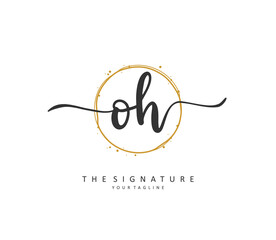 O H OH Initial letter handwriting and signature logo. A concept handwriting initial logo with template element.