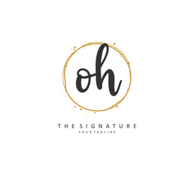 O H OH Initial letter handwriting and signature logo. A concept handwriting initial logo with template element.