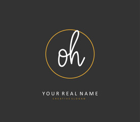 O H OH Initial letter handwriting and signature logo. A concept handwriting initial logo with template element.