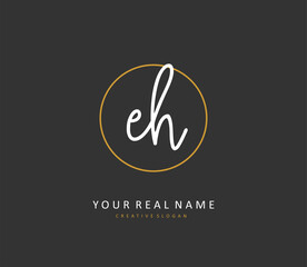 E H EH Initial letter handwriting and signature logo. A concept handwriting initial logo with template element.