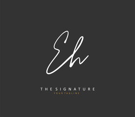 Fototapeta premium E H EH Initial letter handwriting and signature logo. A concept handwriting initial logo with template element.