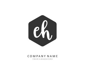 E H EH Initial letter handwriting and signature logo. A concept handwriting initial logo with template element.