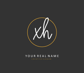 X H XH Initial letter handwriting and signature logo. A concept handwriting initial logo with template element.