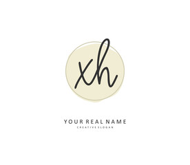 X H XH Initial letter handwriting and signature logo. A concept handwriting initial logo with template element.