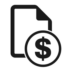 File flat icon with dollar symbol isolated on white background. Money document vector illustration