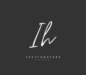 I H IH Initial letter handwriting and signature logo. A concept handwriting initial logo with template element.