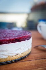 Classic  Delicious Fruit Cheesecake On The Table