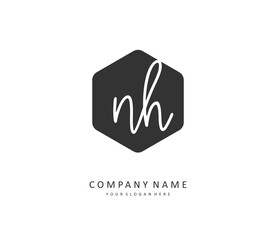N H NH Initial letter handwriting and signature logo. A concept handwriting initial logo with template element.