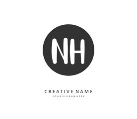 Fototapeta na wymiar N H NH Initial letter handwriting and signature logo. A concept handwriting initial logo with template element.