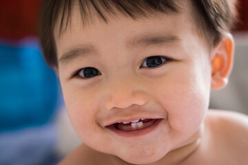 Asian baby smiling