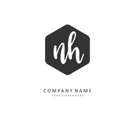 N H NH Initial letter handwriting and signature logo. A concept handwriting initial logo with template element.