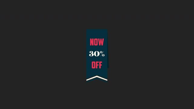 now 30% off 100% premium quality , motion graphic video. Promo banner, badge, sticker. 30 percent off Royalty-free Stock 4K Footage with Alpha Channel transparent background