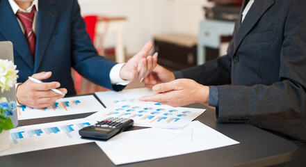 Businessmen discuss and explain to exchange ideas with business partners.
