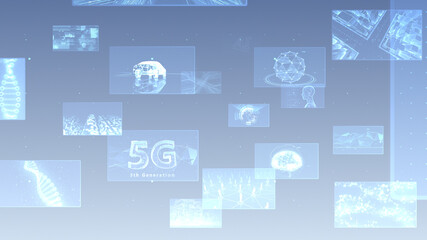 Fototapeta na wymiar Digital Network Technology AI 5G data communication concepts 3D illustration Background