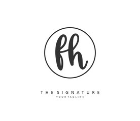 F H FH Initial letter handwriting and signature logo. A concept handwriting initial logo with template element.