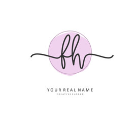 F H FH Initial letter handwriting and signature logo. A concept handwriting initial logo with template element.