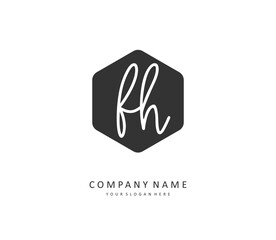 F H FH Initial letter handwriting and signature logo. A concept handwriting initial logo with template element.