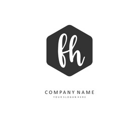 F H FH Initial letter handwriting and signature logo. A concept handwriting initial logo with template element.