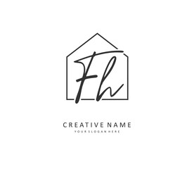F H FH Initial letter handwriting and signature logo. A concept handwriting initial logo with template element.