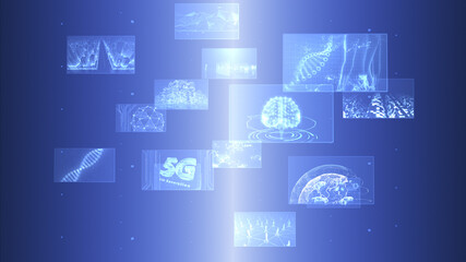 Digital Network Technology AI 5G data communication concepts 3D illustration Background
